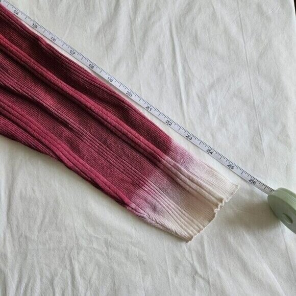 Zara Sweater Womens XL Wine Dipped White Cuffs Hem Scoop Neck Ribbed Knit Boho - Picture 5 of 12